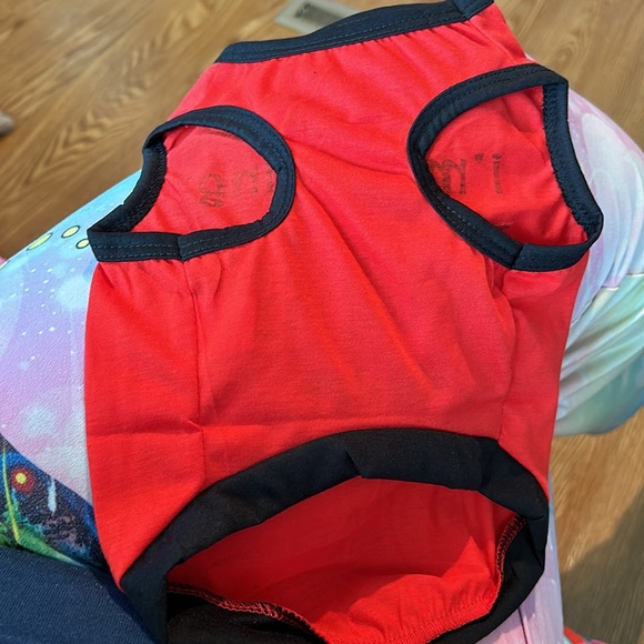 5/$20 Male dog T-shirt I’m wearing nothing under the shirt, red black trim - Picture 2 of 3